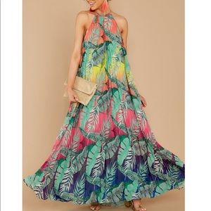 Multi Tropical Print Maxi Dress